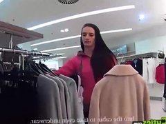 Blonde Girl after persuading goes shopping with a stranger