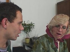 Hot old mature woman pleases young guy