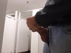 Jerking off at urinal public wank