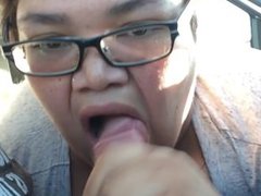 Bbw in car bj swallowing