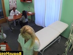 Nurse massaging patients big naturals