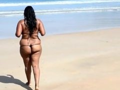 amazing big ass micro bikini on beach