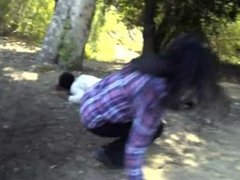 Mixed Fight Girl Vs Two thugs in the wood
