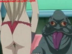 Brutal Monster fucks cute hentai teen babes