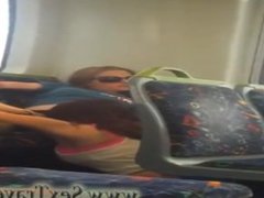 Lesbian, Sex on the Train - Two Lesbians is sucking and moaning in public