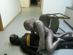 zentai crocodile uses hypodermic to knock out dummy robber