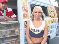 Cheerleader Sucks On Ice Cream Guys Cock