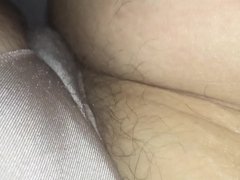 Under cover unaware wife's hairy ass and pussy in panties