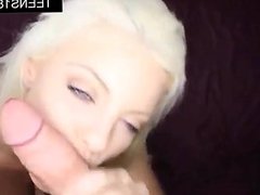 Blonde babe sucking cock