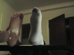 Vintage sock-bare foot tickled