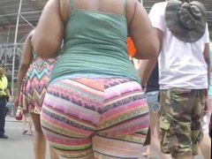 Big ass in striped leggings