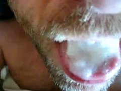 Cumming on my buddy's tongue close-up