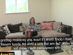 Busty british milf cockrides on casting couch