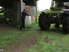 German Milf Mom and Dad Fuck Outdoor on farm