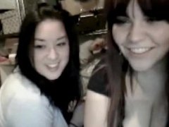 Asian girl sucking BBC on webcam in front of friend_edited