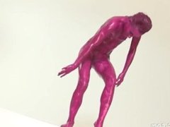 Tanya Twists Her Body In Purple Paint