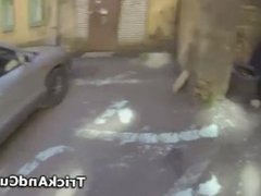 Amateur Ruslana fucked upskirt on the streets