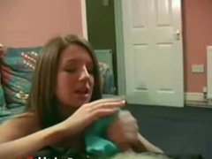 Young British slut gives blowjob