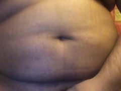 Chubby guy with boobs playing with dick