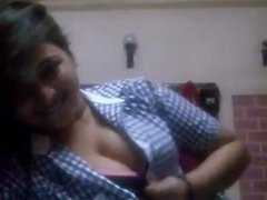 Indian College GF Pressing Her Big Tits Teasing Her Boyfriend