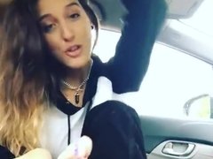 girl show feet in car 2