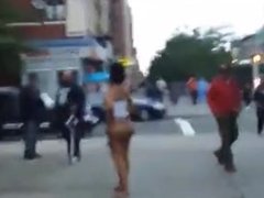 sexy woman arguing in the street