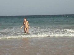 Hot teen bitch caught naked on the beach