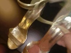 Size 40 Gold Ankle Strap highheel Sandals fucked&cummed
