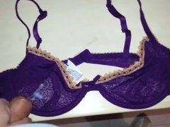 Cum on purple bra