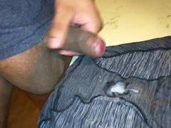 Cumming on dirty grey panties