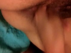 Fingering my wifes hairy pussy