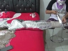 [Mummification.net] A girl wrapped in three layers like the trophy of oscar