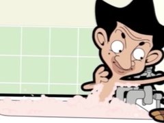 Mr Bean Strokes his Hard Cock in the Bathtub and Cum Hard!