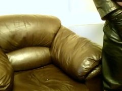 Cumming in leather