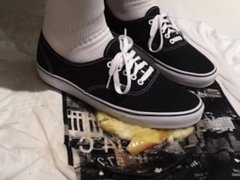 Black Vans crush apple on a T-Shirt