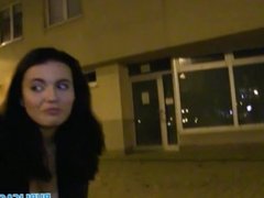 Public Agent Black hair czech babe fucked in public