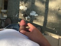 Me Pissing, Jerking off and cumming at school, almost CAUGHT!