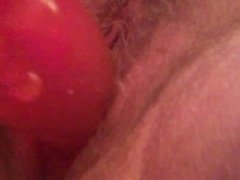 Soaking wet hairy pussy takes 7 inches