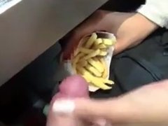 Girl Eats French Fries With Boyfriend's Cum Sauce