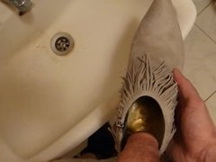 Piss in wifes grey ankle boot