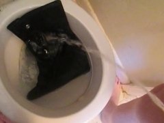 Pissing Black Wedge Boots fm MrMessyshoes