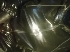 RUBBERED GLOVE PUPPET DOING ITS WORKOUT