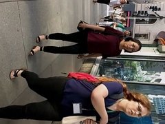 Slow-mo bouncing tits while walking