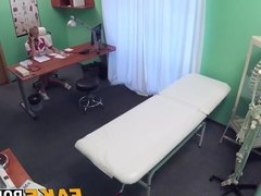 Busty blonde doctor with natural tits getting missionary sex