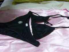 Cum on bikini lycra black