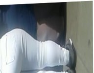 Candid - Bubble Butt Turkish Teen In Tight White Jeans VPL