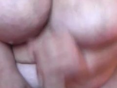 Lucky guy gets sucked and tit-fucked by massive BBW tits