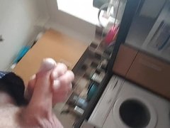 Cumming  on the kitchen floor