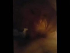 Blonde girl enters bedroom to suck older guys cock