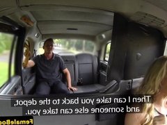 British taxi babe sucking before public sex